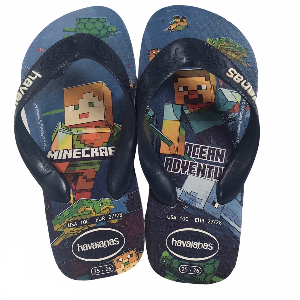 Havaianas x Minecraft Flip Flops 10C Boys Shoe Kid